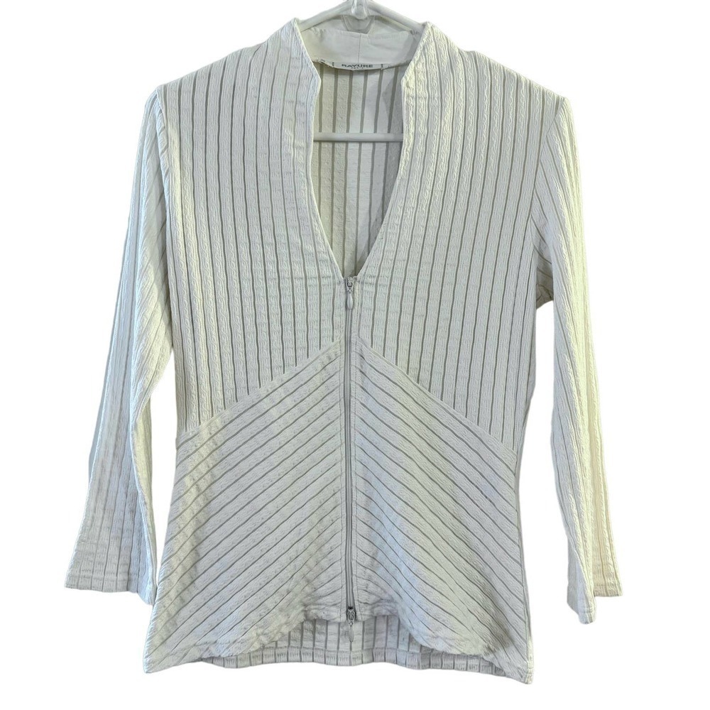 Rayure Zip Front Collared Women’s Top Size 40